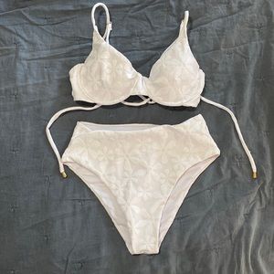 Kenny Flowers Santorini White Floral Jacquard High Waist bottom & Underw…